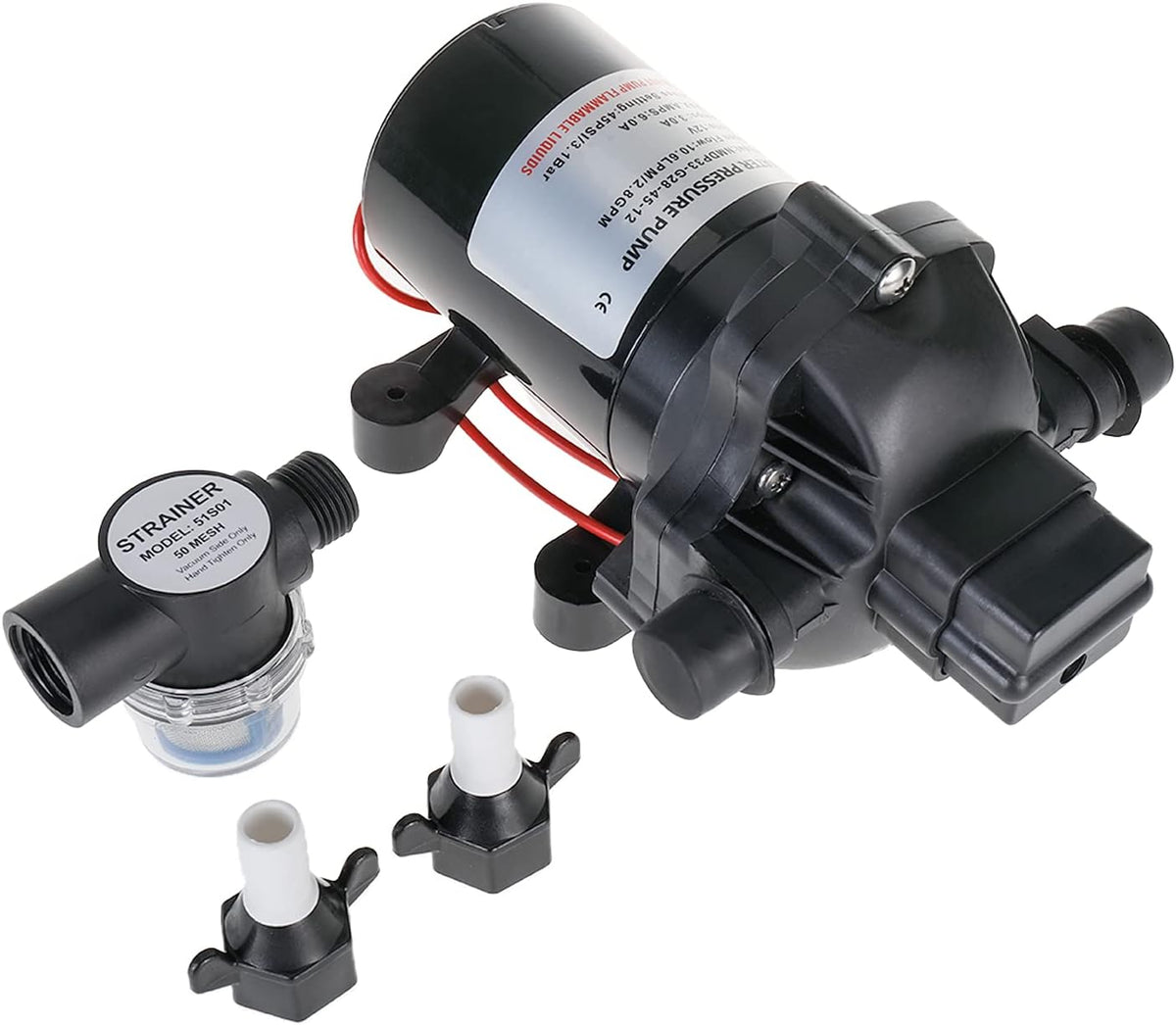 12V Water Pressure Diaphragm Pump 10.6 L/min 2.8 Gpm 45 Psi L958749