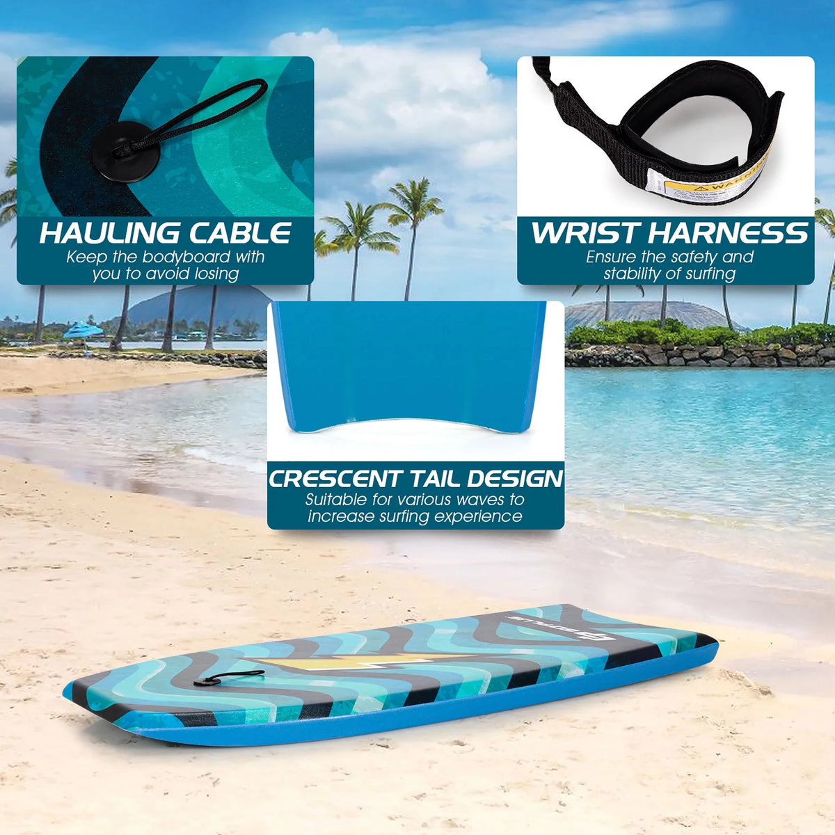 Surfboard Bodyboard with Wrist Leash O826