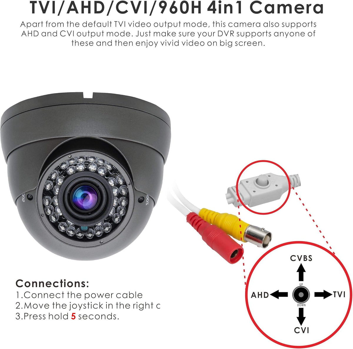5MP Dome Security Camera 2.8-12mm Varifocal Lens Outdoor Indoor N472