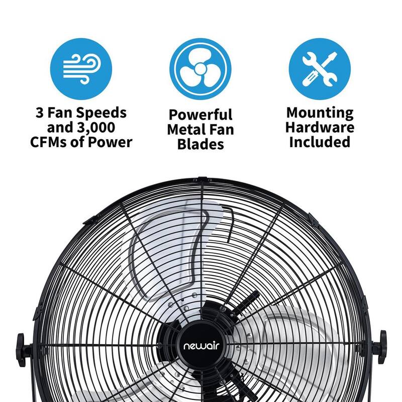 18 in. High Velocity Wall Mounted Fan with 3 Speeds and Adjustable Tilt Head in Black R205