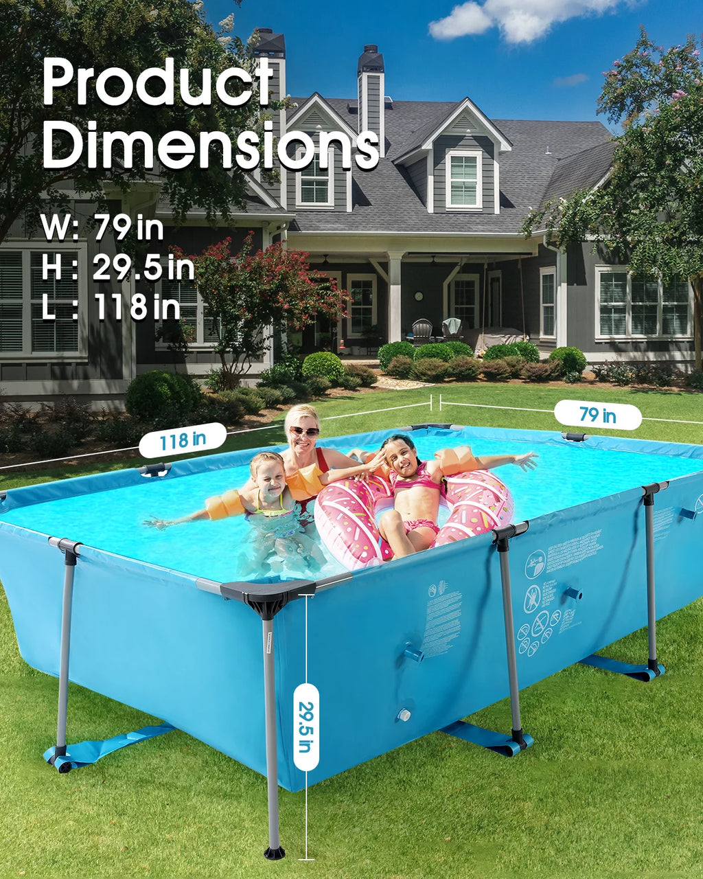 10 ft Above Ground Rectangular Frame Swimming Pool Z1312