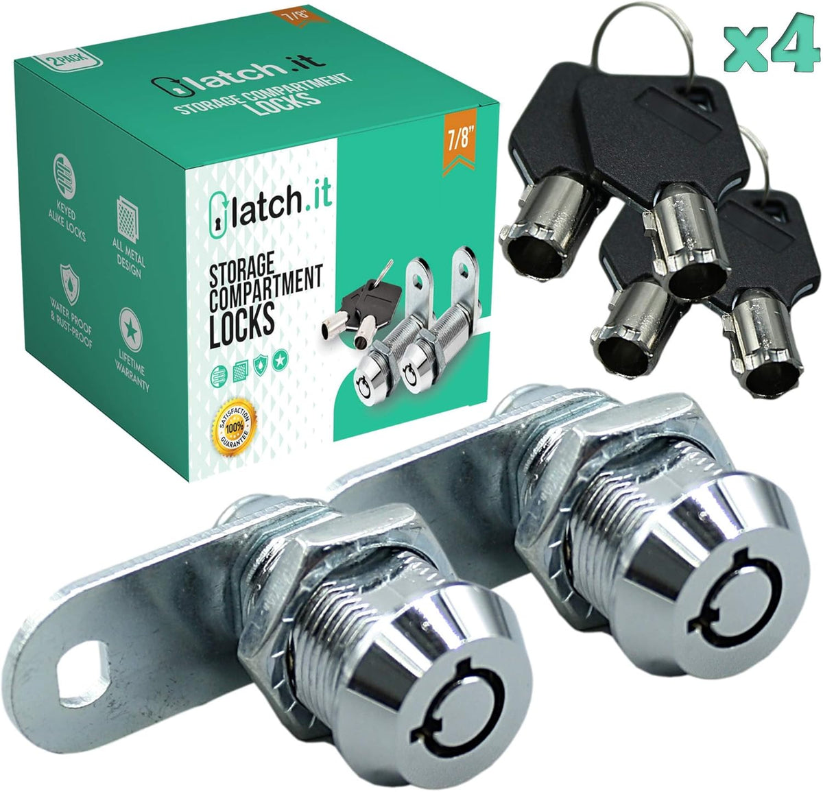 7/8” 5-Pack Metal Cam Locks with 10 Keys B13508