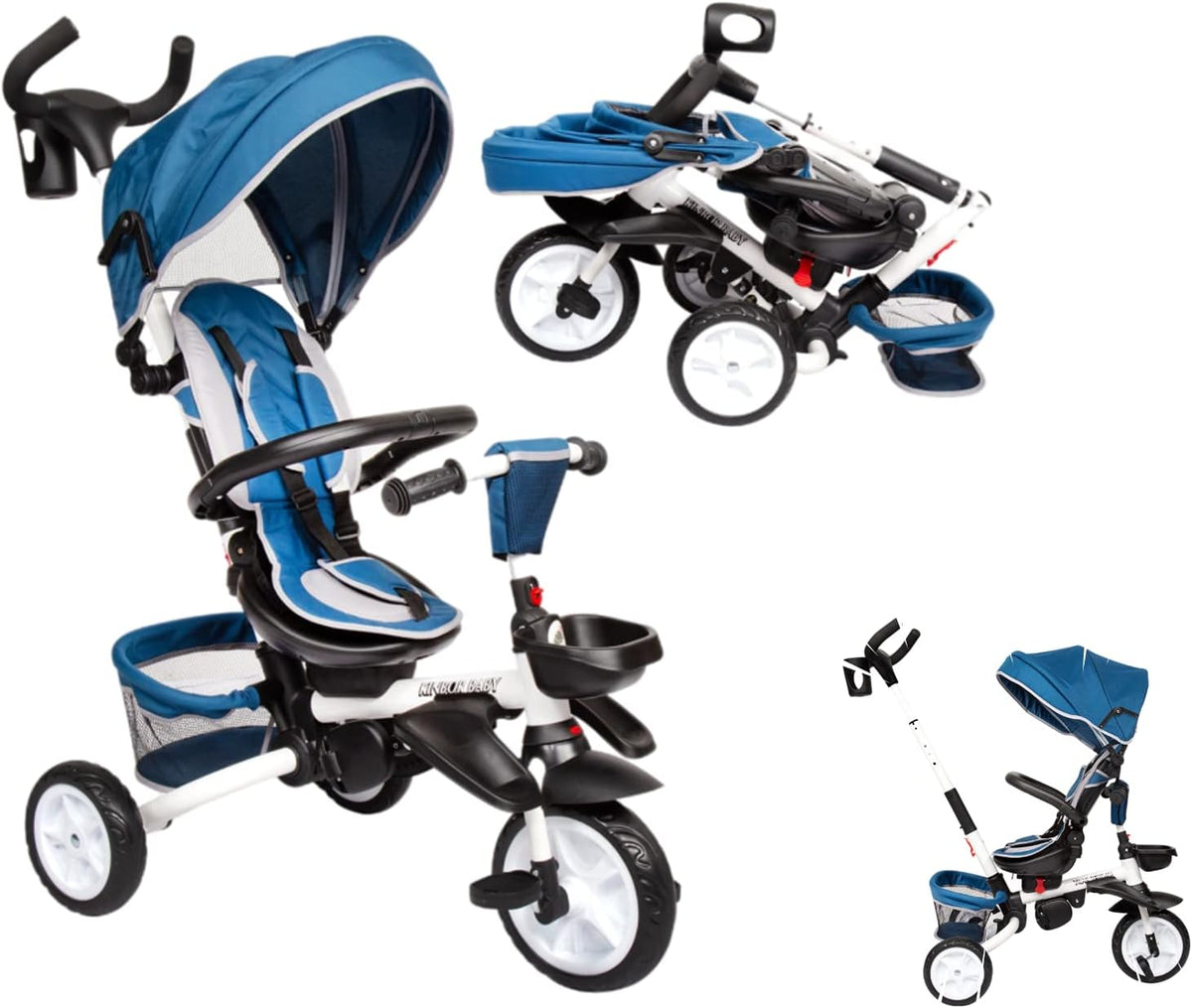 Foldable 7 in 1 Tricycle Stroller with Canopy and Storage Bag R6550