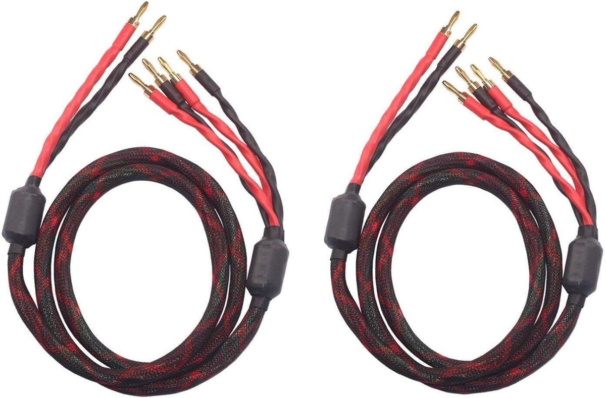 Bi-Wire Speaker Cable 2 Banana Plugs 4 Banana Plugs 1pair Set F35628
