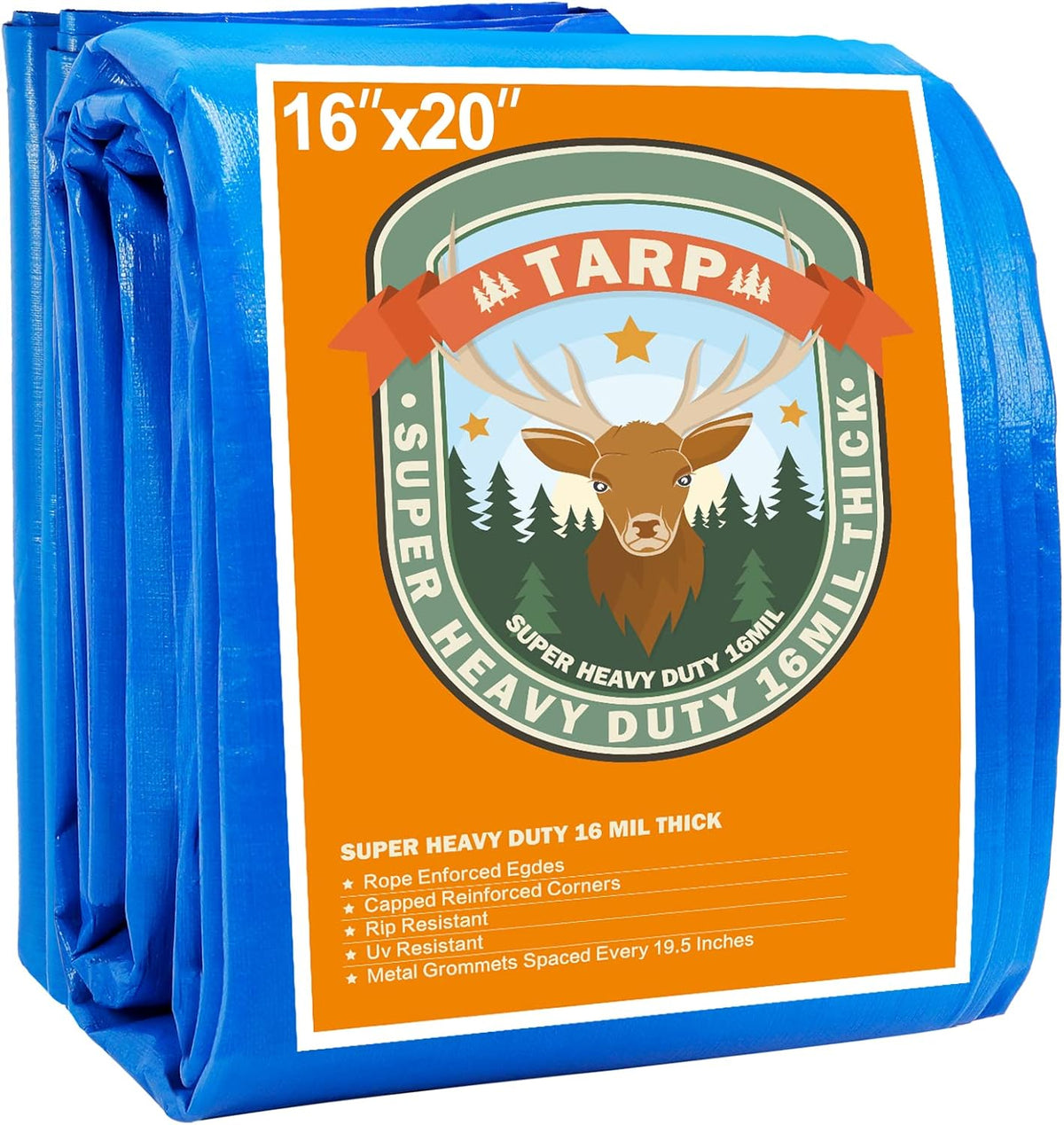 16 Mil Blue Poly Tarpaulin with Metal Grommets J1370