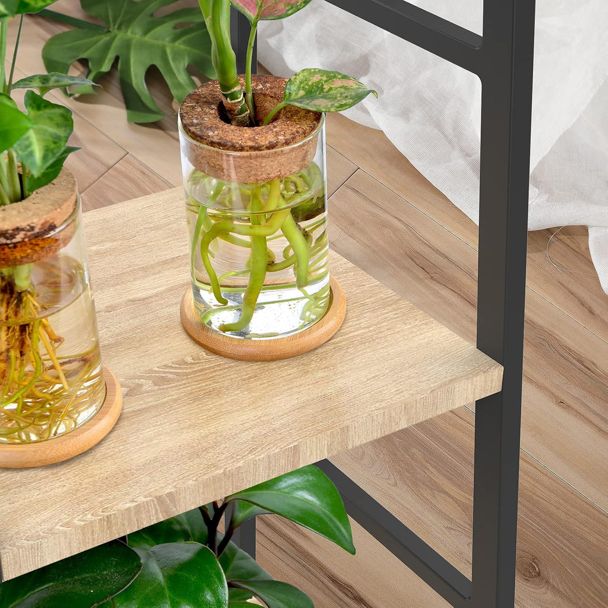 5-Tier Wood and Metal Ladder Shelf Bookcase D6050