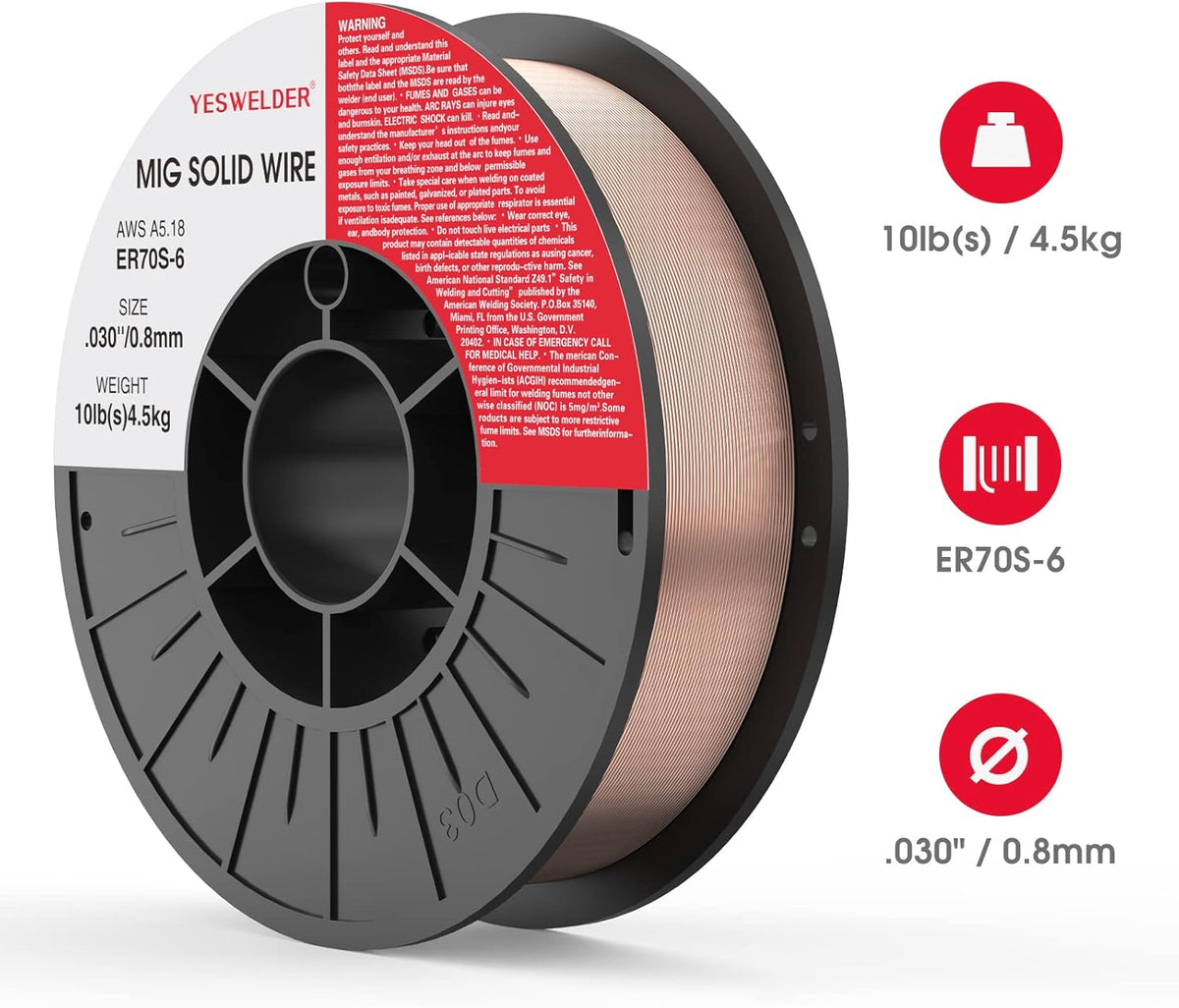 ER70S-6 .030-Inch 10-Pound Carbon Steel Mig Welding Wire Pack of 2 Z7923