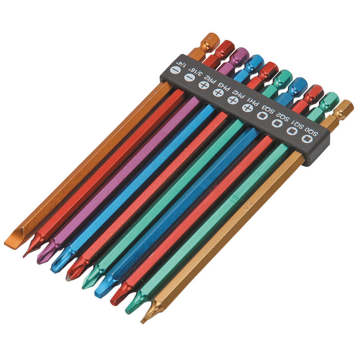 6 in. Color Coded Power Bit Set, 10 Piece F63216