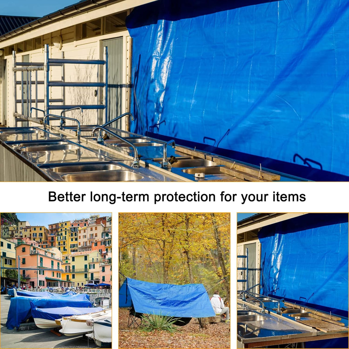 16 Mil Blue Poly Tarpaulin with Metal Grommets J1370