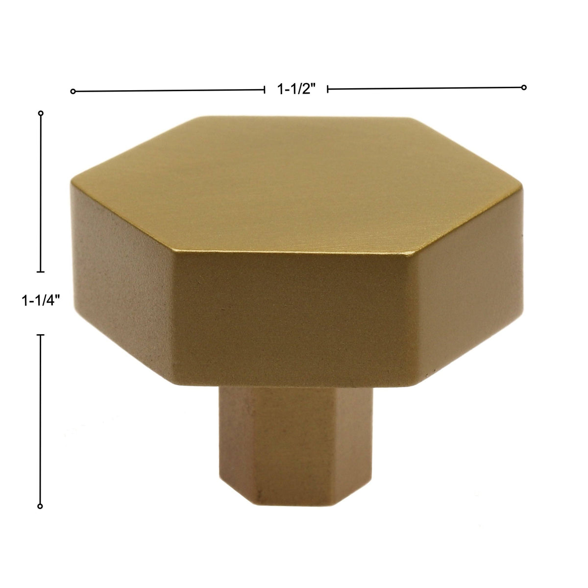 1-1/2 inch Solid Hexagon Cabinet Knob Satin Gold X59755