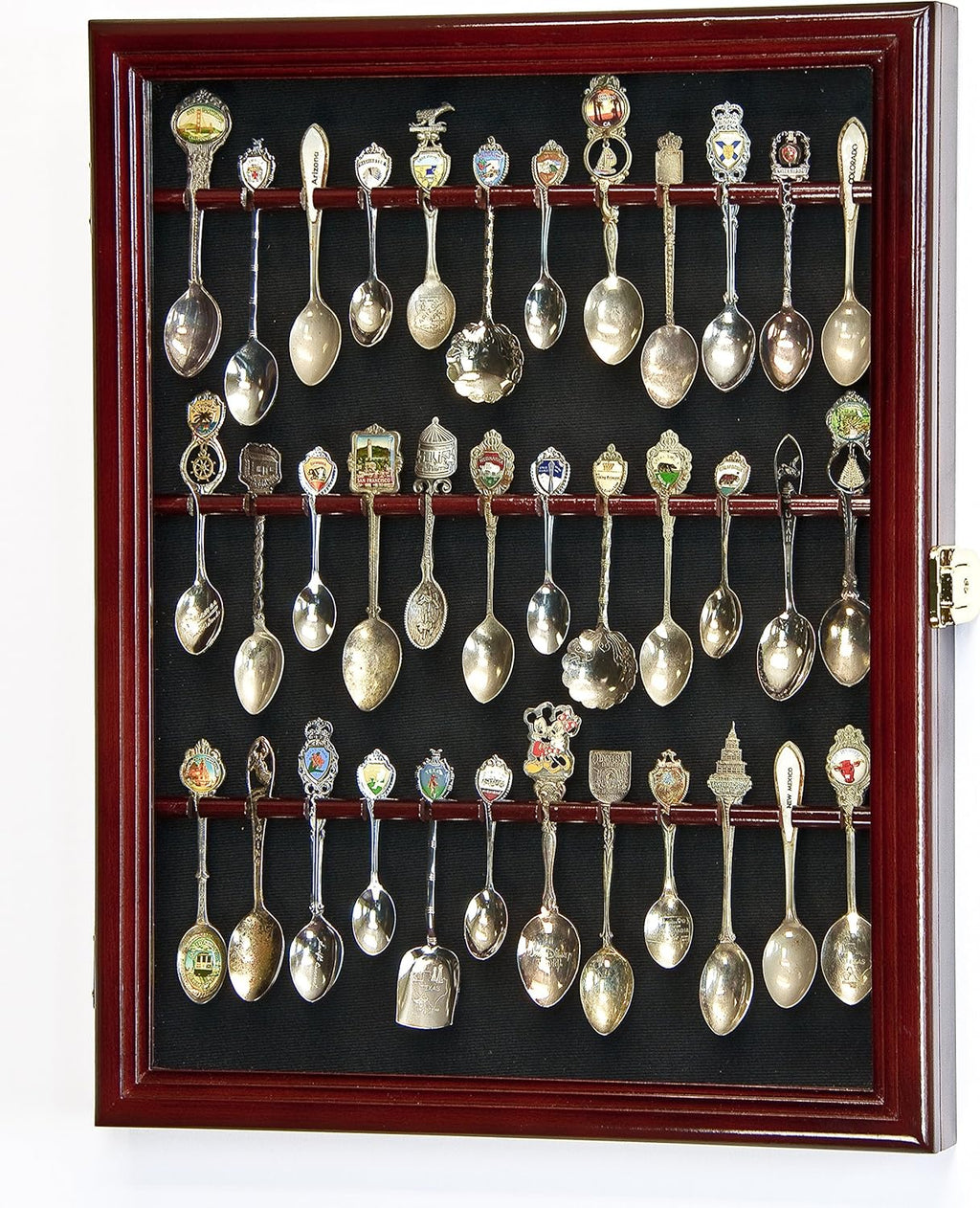 Spoon Display Case Cabinet Holder Rack Wall Mounted Cherry Finish X460731