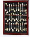 Spoon Display Case Cabinet Holder Rack Wall Mounted Cherry Finish X460731