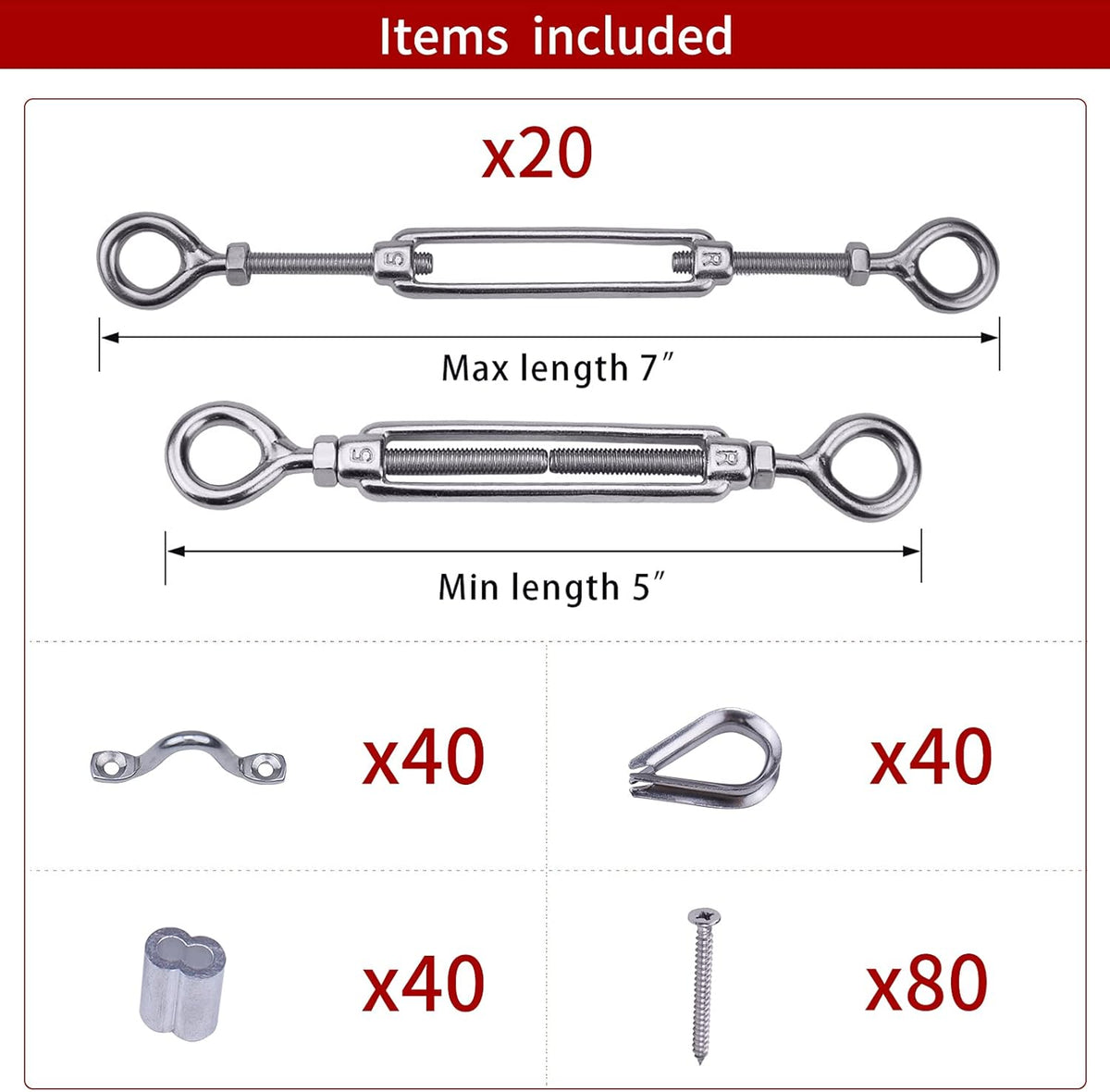 1/8 Cable Railing Kit Hardware Stainless Steel Turnbuckle J118179