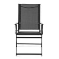 Steel and Sling Folding Outdoor Patio Armchair Set of 2, Teal N7713