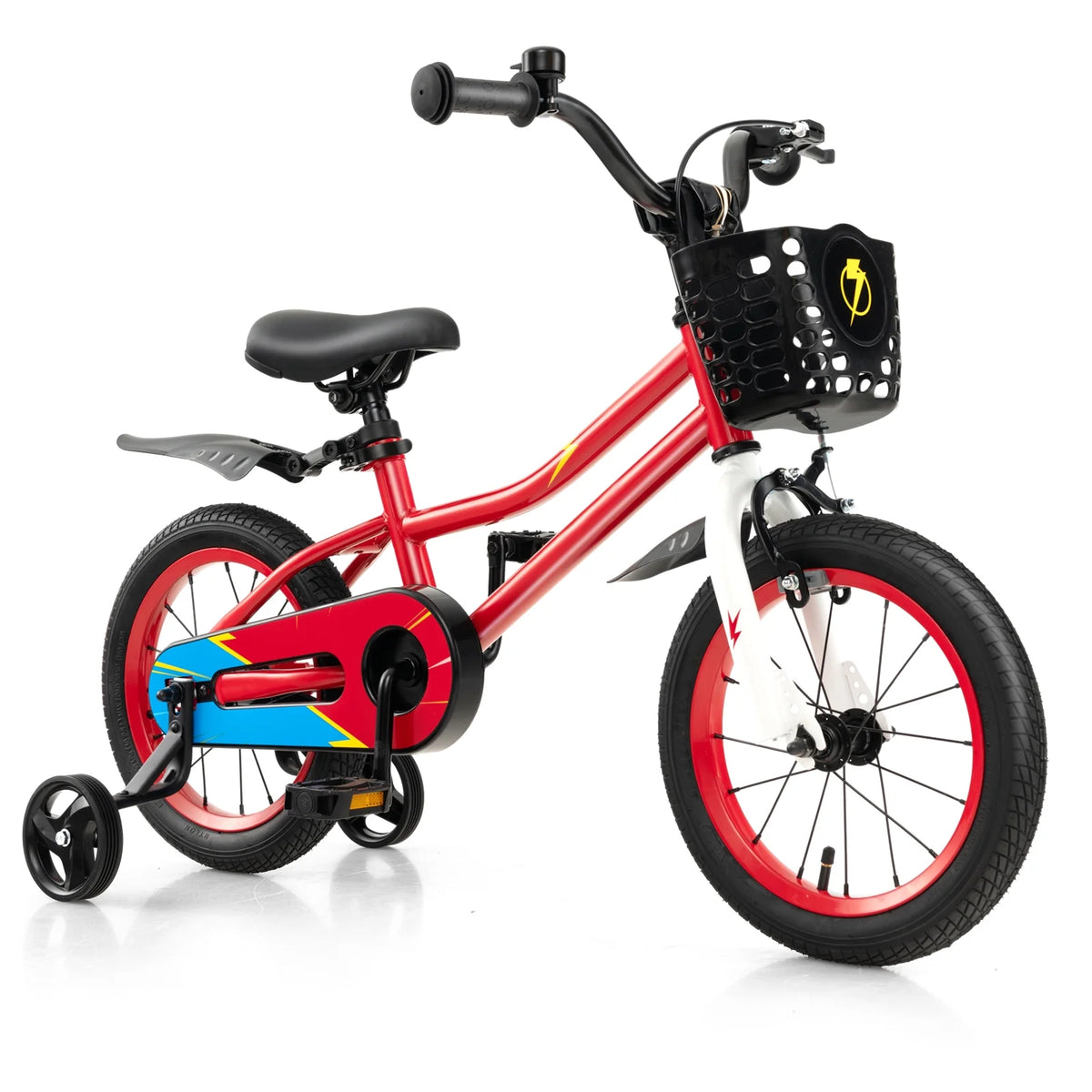 14'' Kids Bike with Training Wheels & Basket White P573
