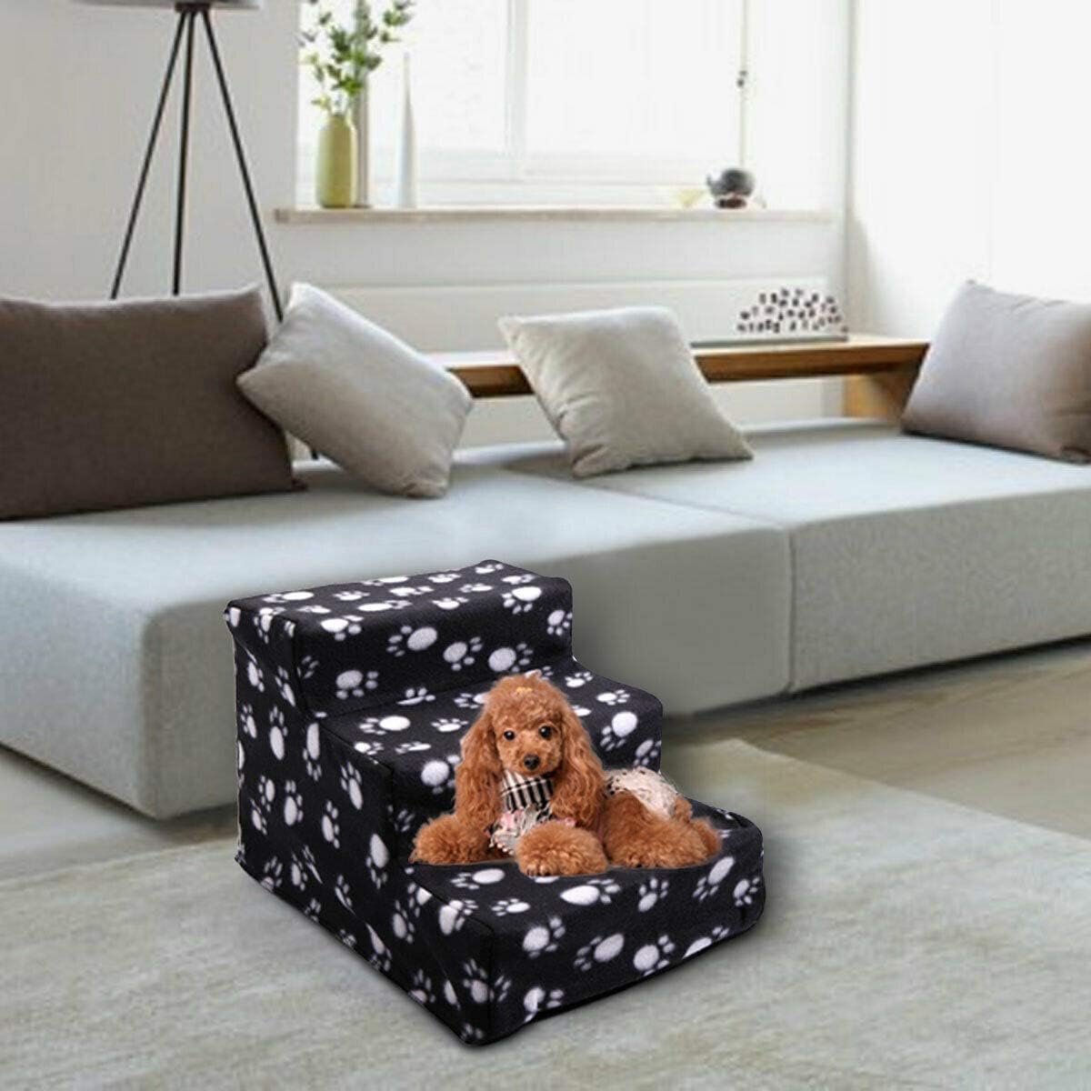 3-Step Non-Slip Pet Stairs with Soft Cover D351