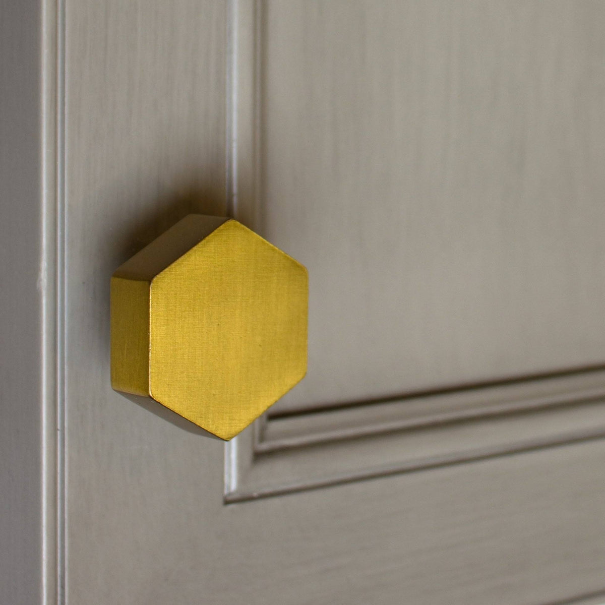 1-1/2 inch Solid Hexagon Cabinet Knob Satin Gold X59755