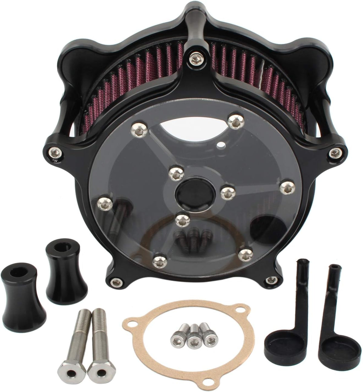 Motorcycle Air Cleaner Intake Filter System Kit Chrome L4706