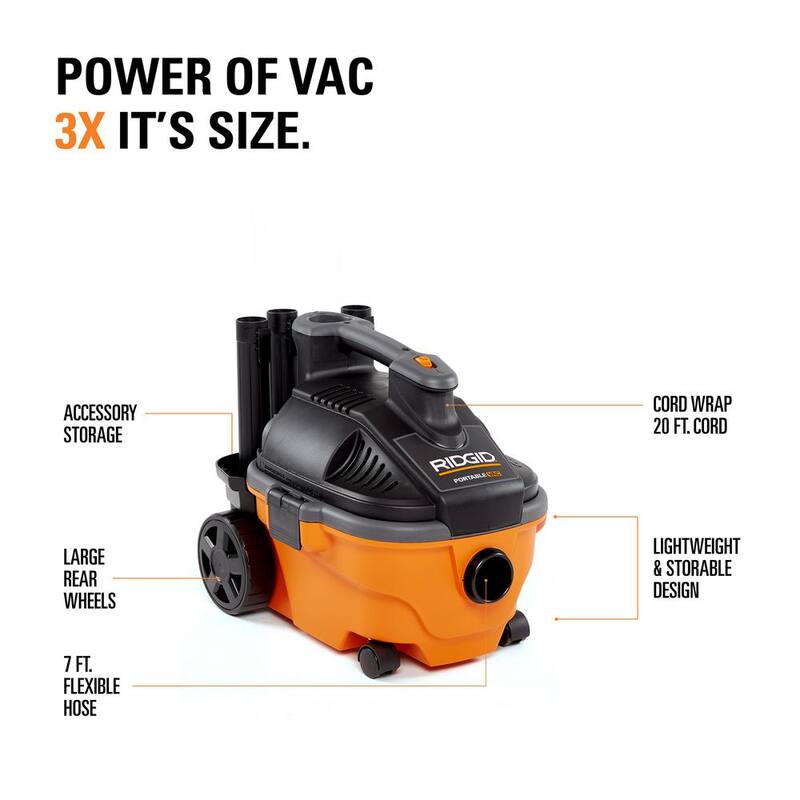 4 Gallon 5.0 Peak HP Wet/Dry Shop Vacuum with Hose and Accessories D2387