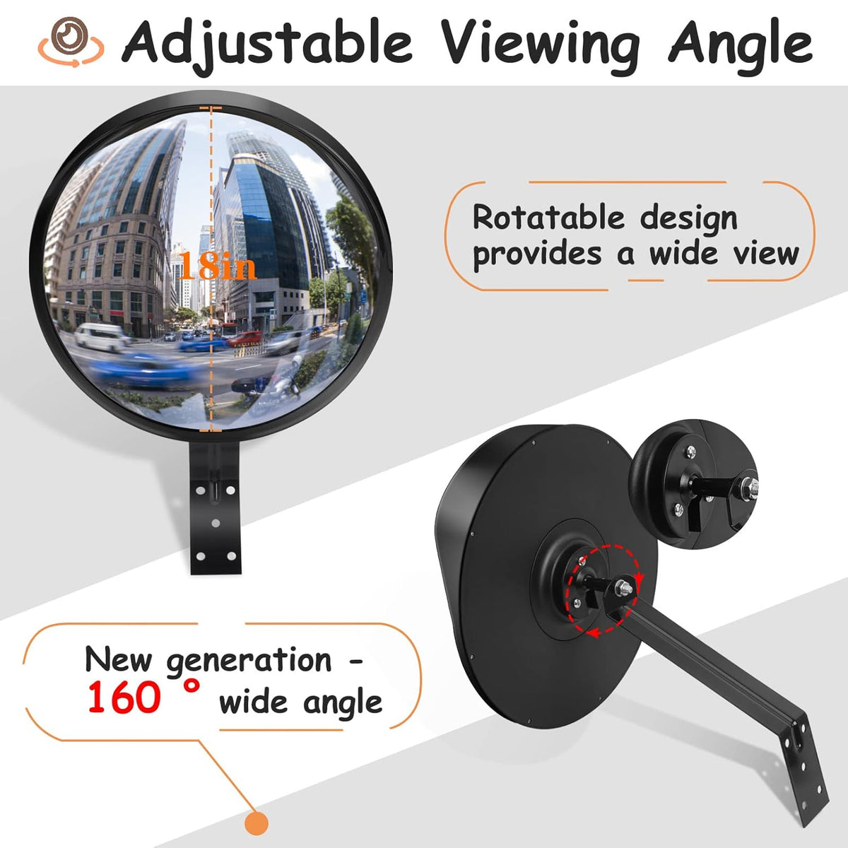 18 Security Mirror with Adjustable Fixing Bracket Y81150