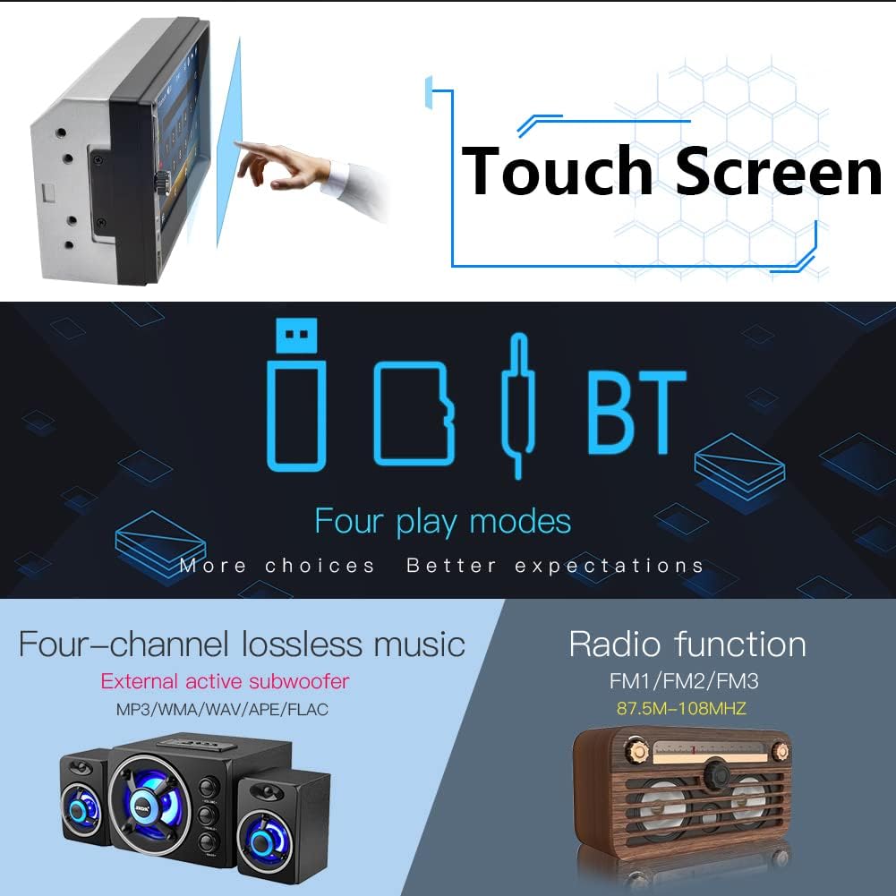 7 Inch Double Din Touchscreen Car Stereo with Backup Camera X87581