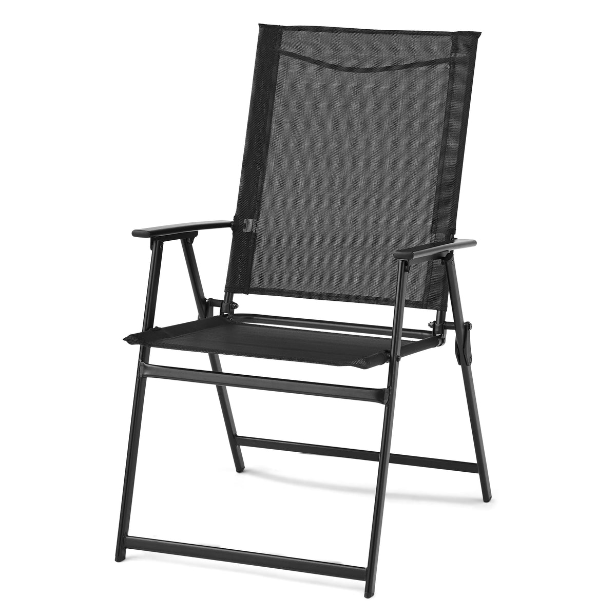Steel and Sling Folding Outdoor Patio Armchair Set of 2, Teal N7713
