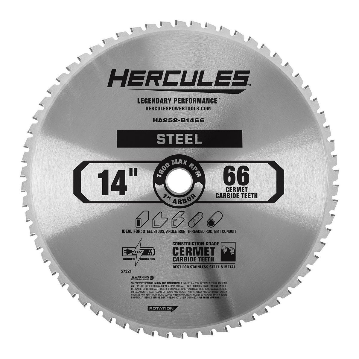14 in. 66T Cermet Carbide Circular Saw Blade F696393