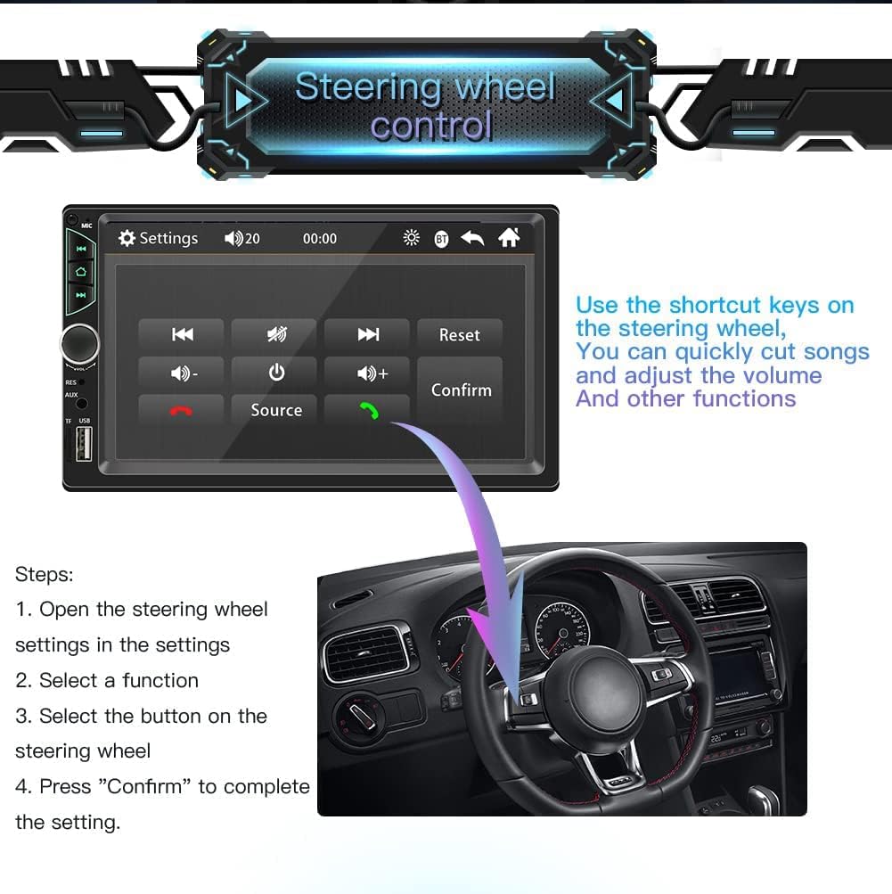 7 Inch Double Din Touchscreen Car Stereo with Backup Camera X87581