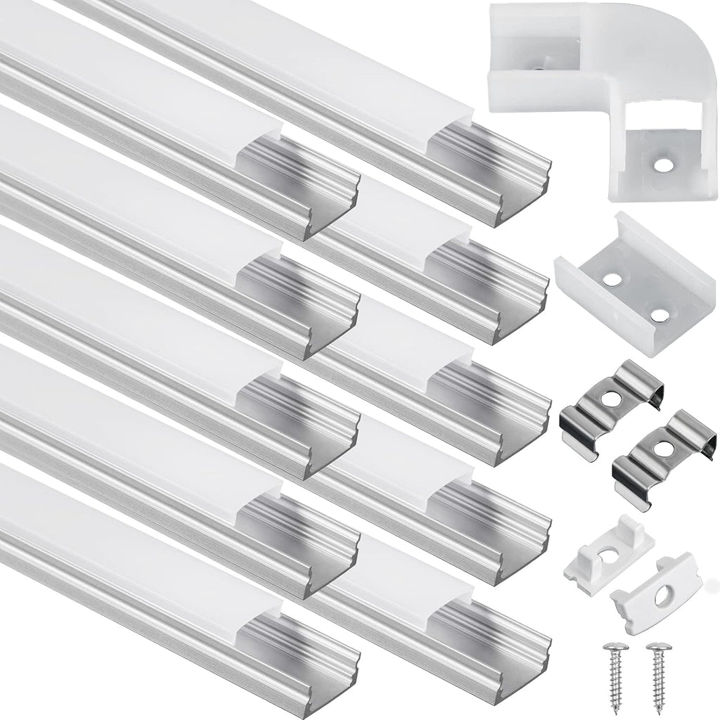 10-Pack 6.6 ft Aluminum U-Shaped LED Channel System with Diffused Cover I5074