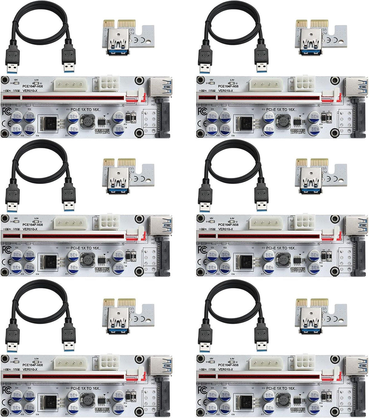 PCI-E 1X to 16X Riser Card with 24in USB 3.0 Extension Cable O87883