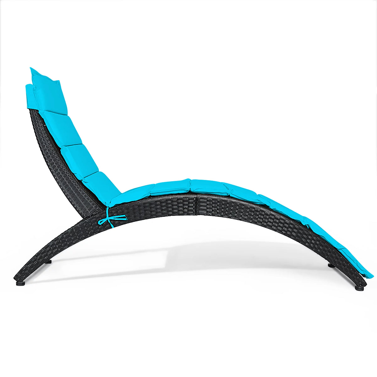 Folding Patio Rattan Lounge Chair Chaise Cushioned Red G358