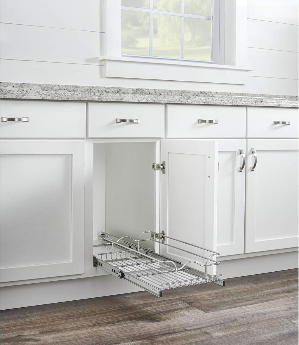 12 Inch x 22 Inch Single Wire Basket Pull Out Shelf Organizer I686