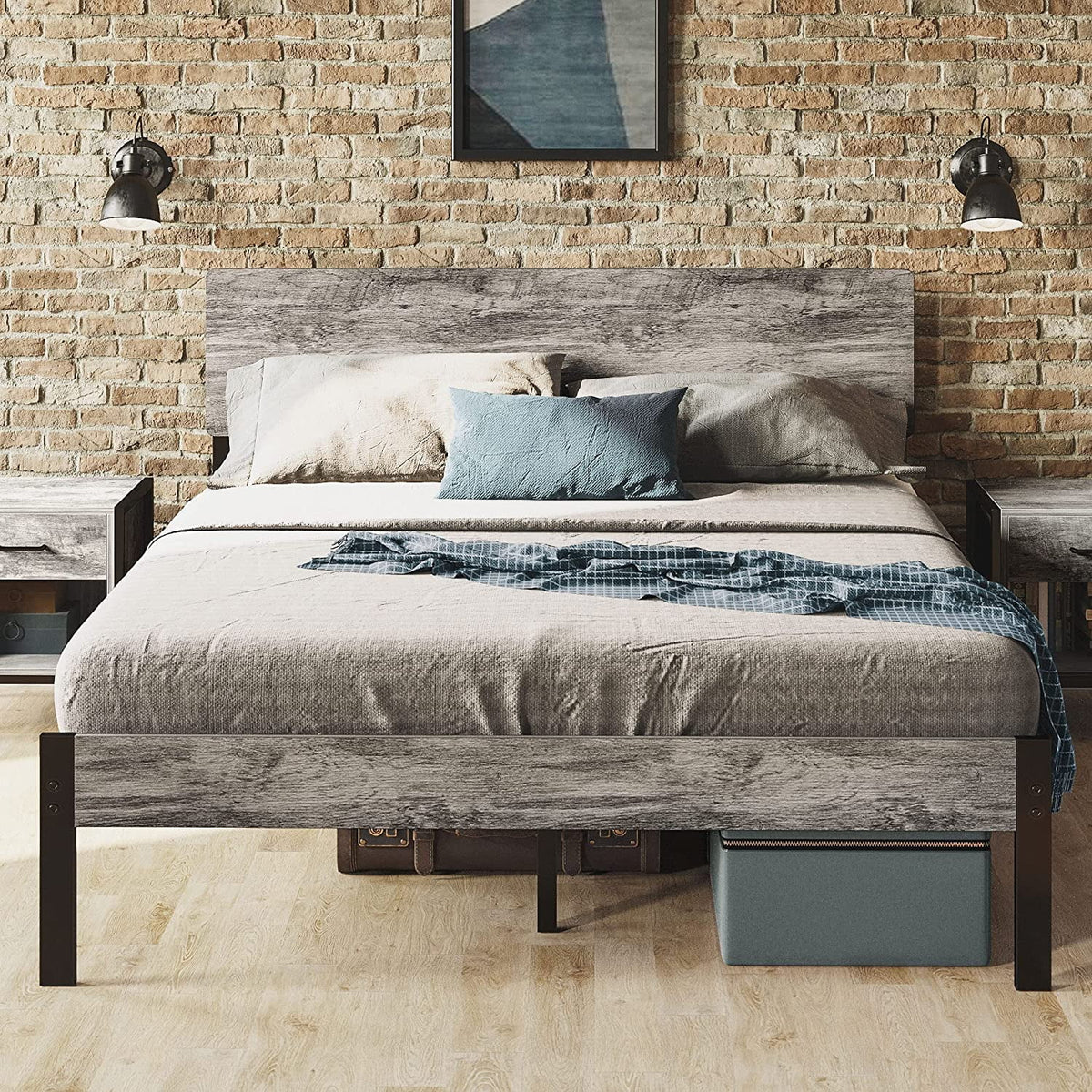 Queen Platform Bed Frame with Headboard P214
