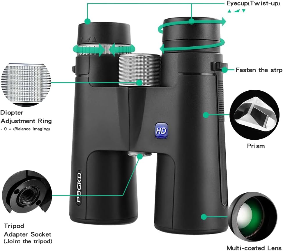 12x42 HD Roof Prism Binoculars Waterproof BAK4 FMC Lens L638
