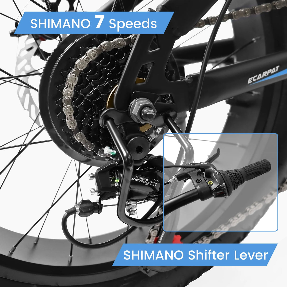 20 inch Black Fat Tire Bike with Disc Brakes 7 Speed E998884