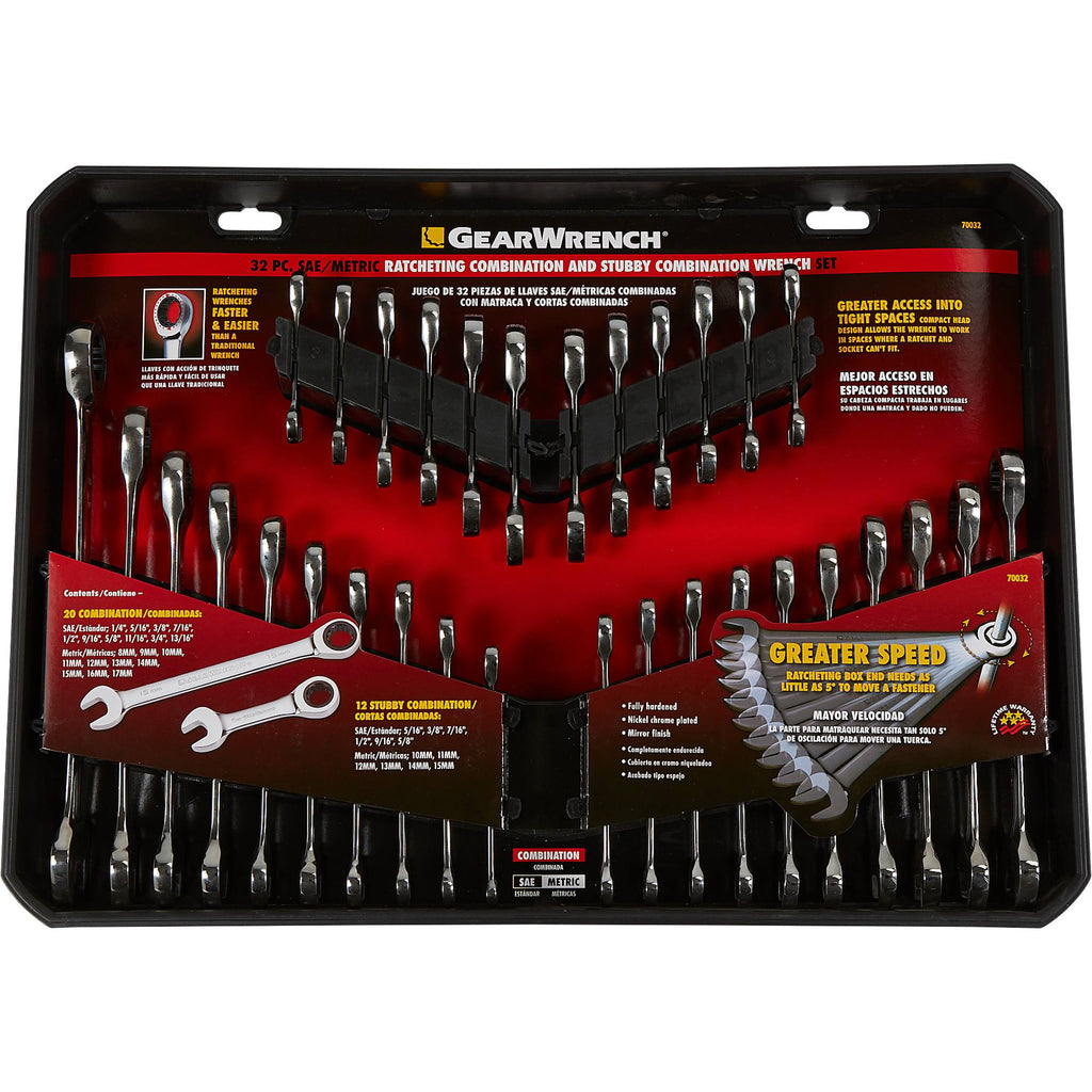32-Piece Combination Ratcheting Wrench Set with Carrying Case Q873