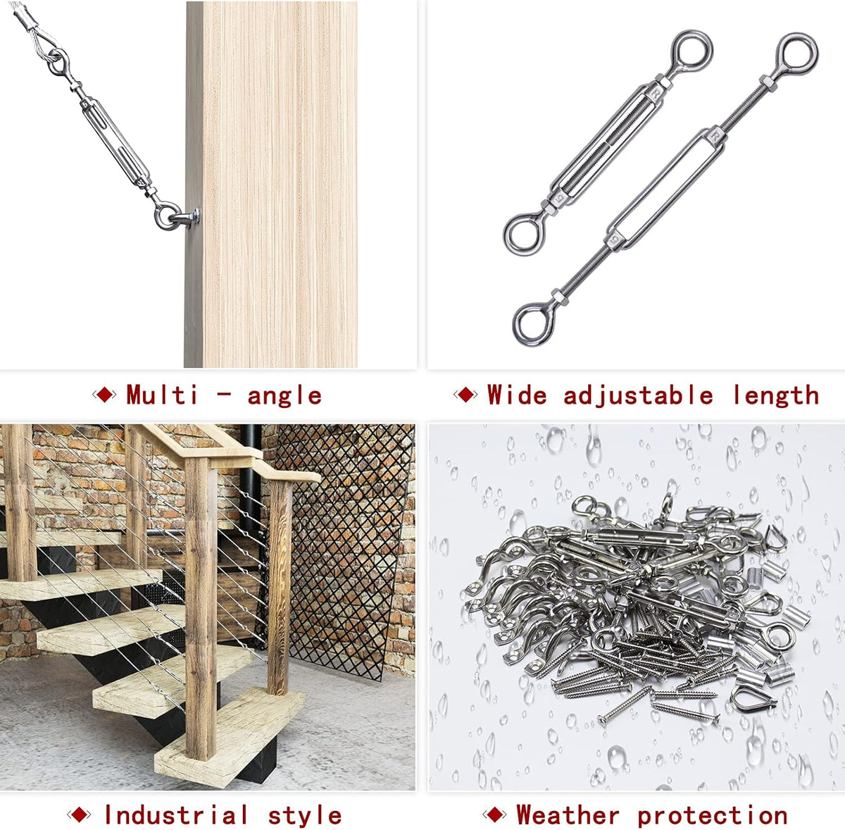 1/8 Cable Railing Kit Hardware Stainless Steel Turnbuckle J118179