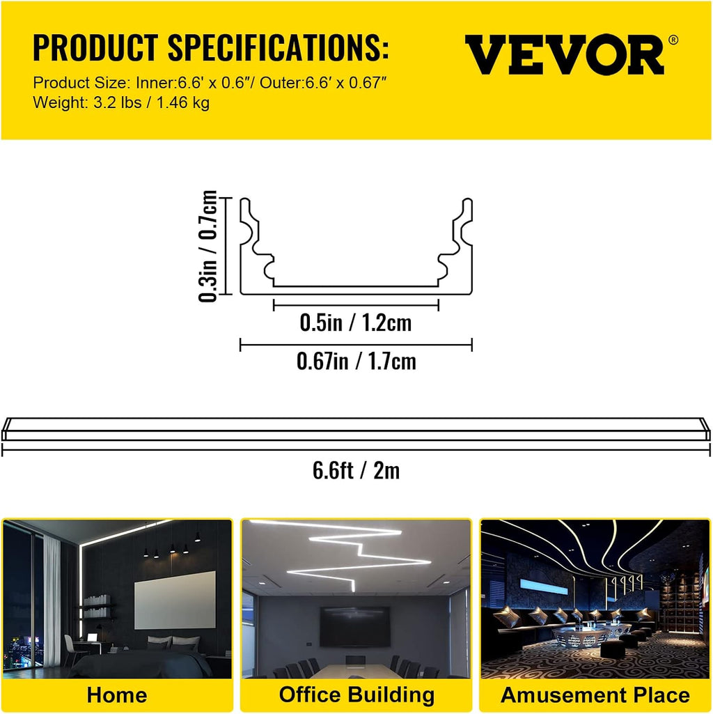 10-Pack 6.6 ft Aluminum U-Shaped LED Channel System with Diffused Cover I5074