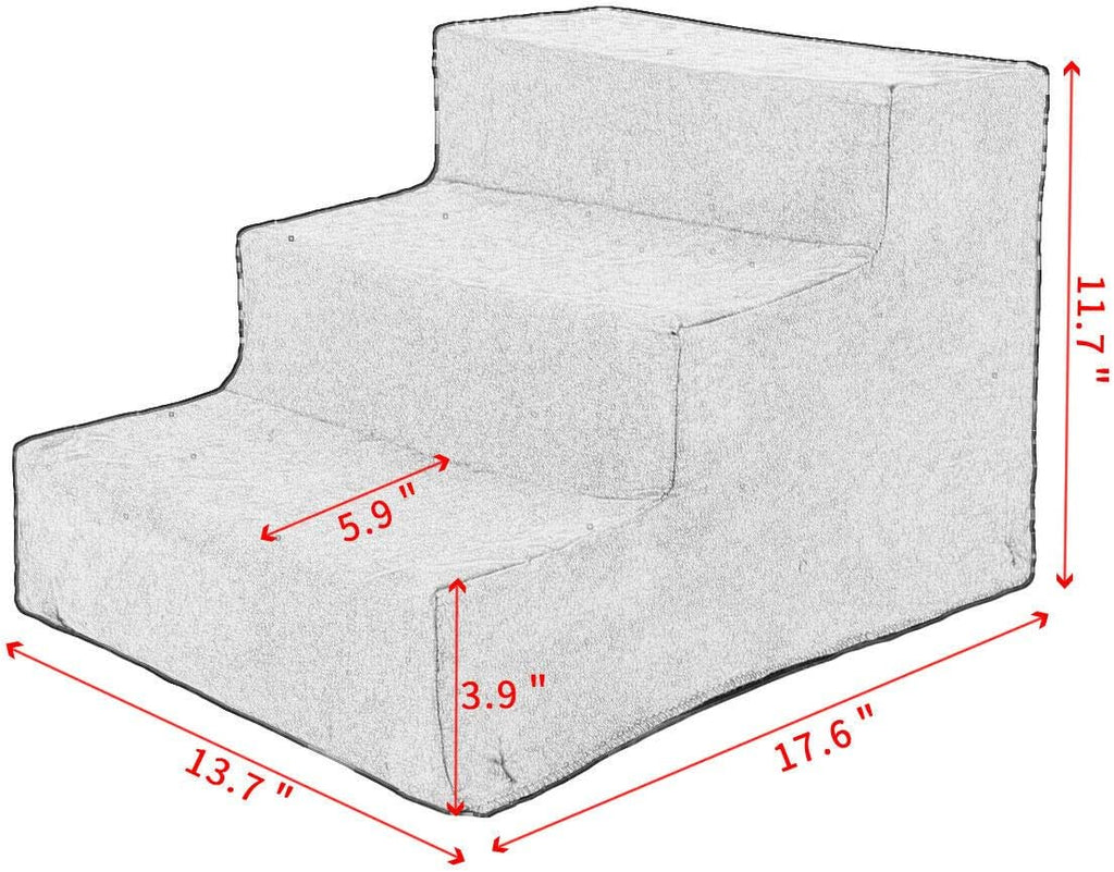 3-Step Non-Slip Pet Stairs with Soft Cover D351