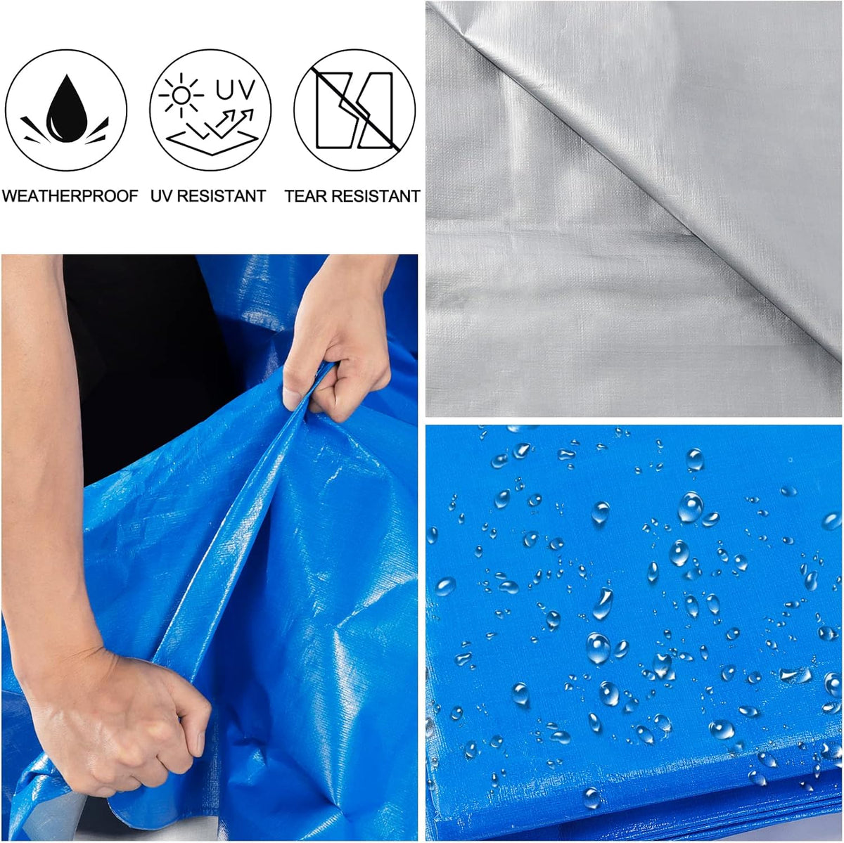 16 Mil Blue Poly Tarpaulin with Metal Grommets J1370