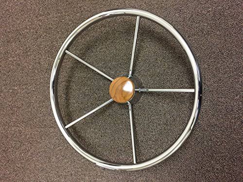 SS304 Five Spoke Steering Wheel with Teak Cap F27362