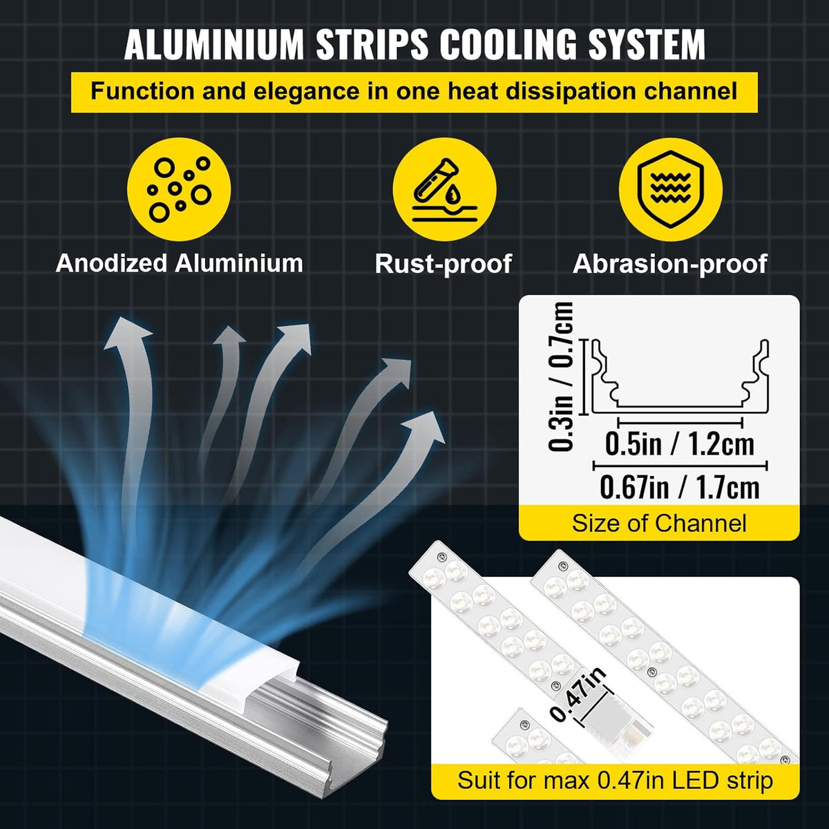 10-Pack 6.6 ft Aluminum U-Shaped LED Channel System with Diffused Cover I5074