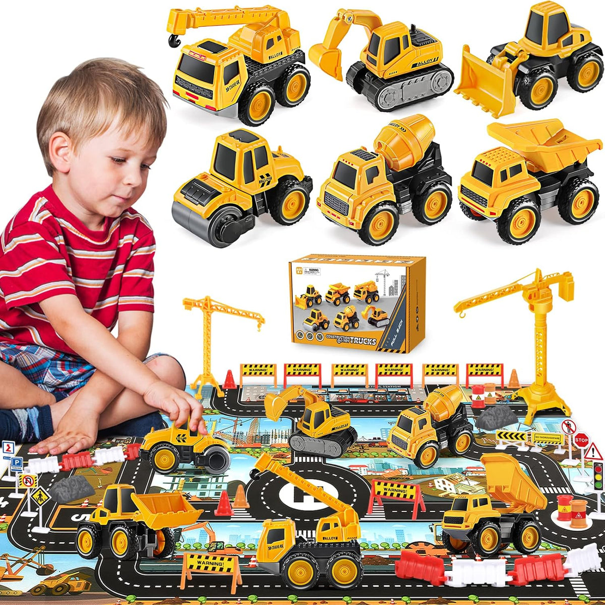 Pull Back Construction Vehicle Toys 45pcs Diecast X22210