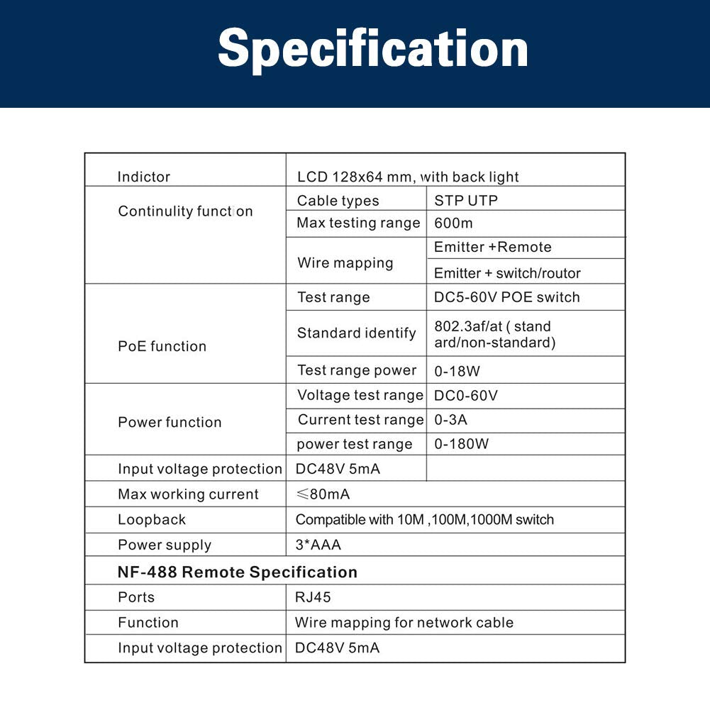 RJ45 POE Ethernet Tester J260
