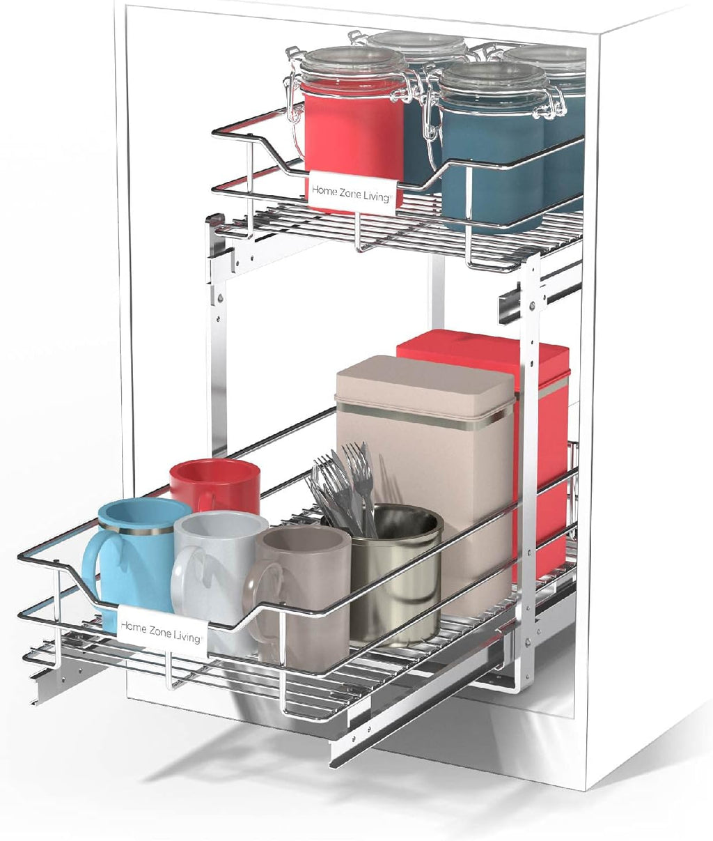 Pull Out Drawer Cabinet Organizer 2-Tier Under Sink Shelves V99807