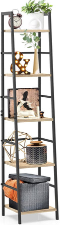 5-Tier Wood and Metal Ladder Shelf Bookcase D6050