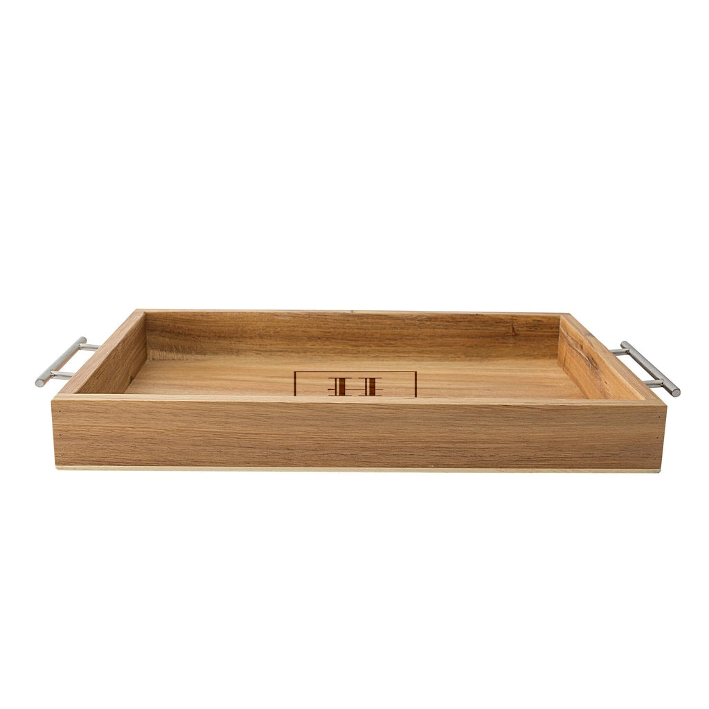 Acacia Tray with Metal Handles P25527