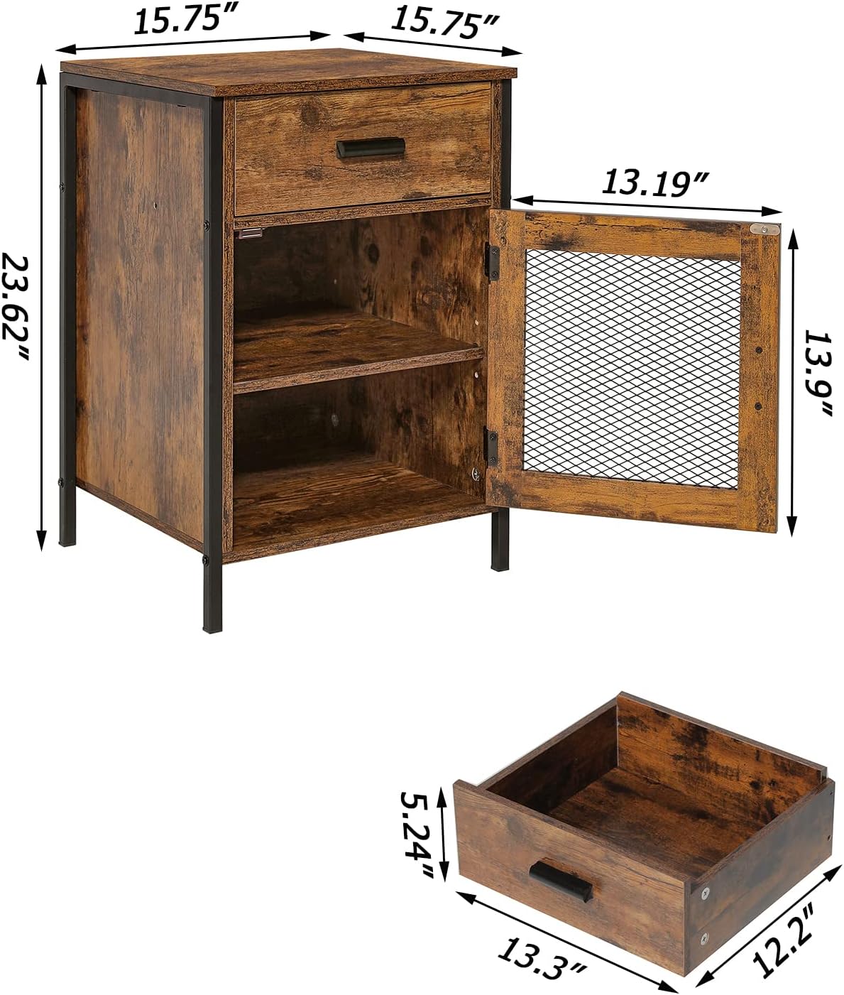 End Table with Drawer and Mesh Door F7975