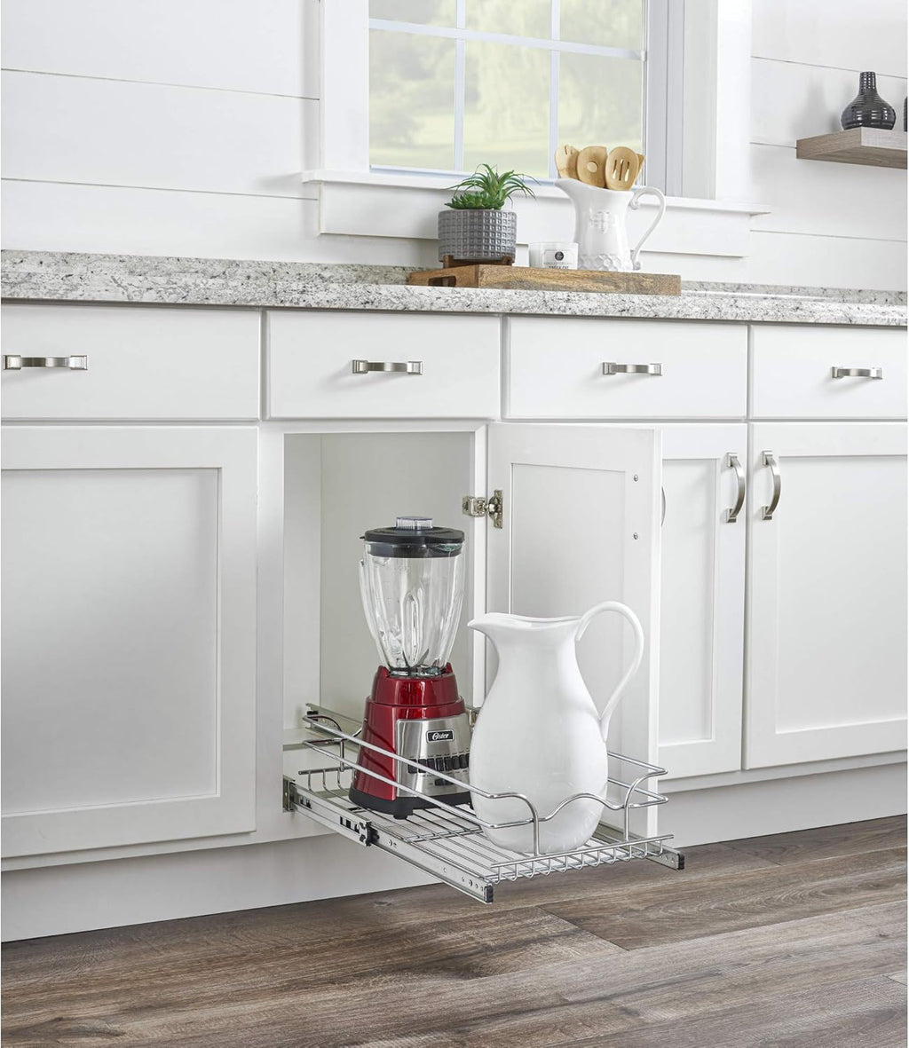 12 Inch x 22 Inch Single Wire Basket Pull Out Shelf Organizer I686