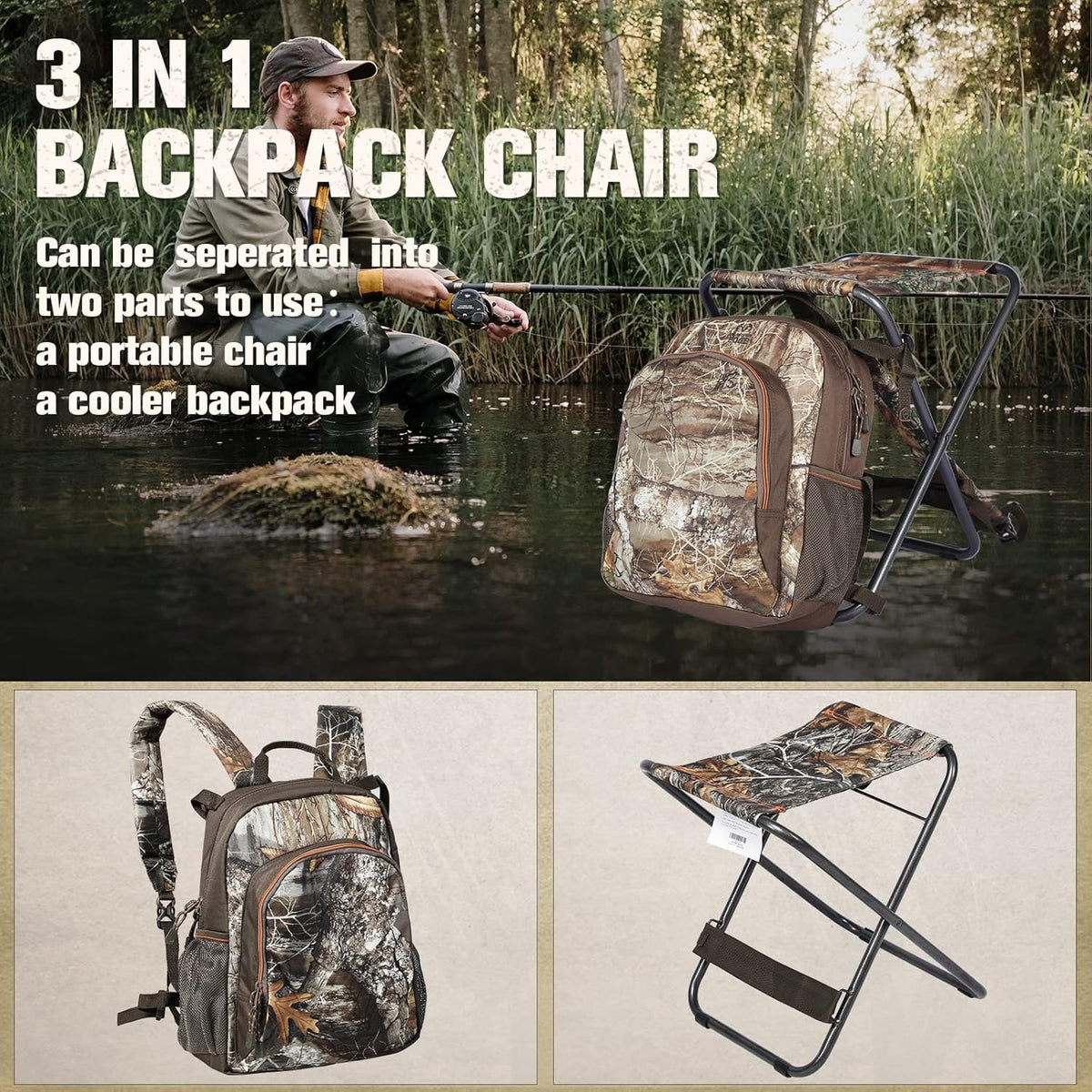 Foldable Fishing Chair with Cooler Bag T56632
